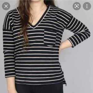 Madewell navy/white stripe shirt.